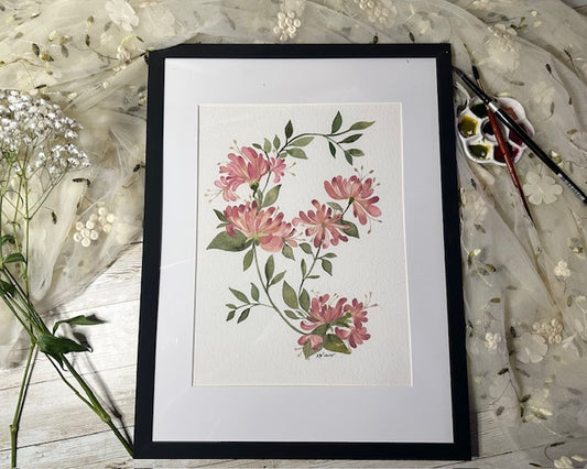 "Honeysuckle" 9" x 12" original watercolor
